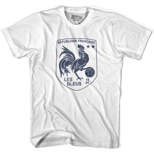 France Les Bleus Rooster Shield World Cup 2 Stars Soccer Women Cotton Soccer T-shirt - White France Les Bleus Rooster Shield World Cup 2 Stars Soccer Women Cotton Soccer T-shirt - White