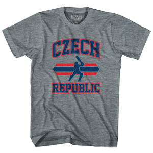Czech Republic 90's Cricket Team Tri-Blend Adult T-shirt - Athletic Grey Czech Republic 90's Cricket Team Tri-Blend Adult T-shirt - Athletic Grey