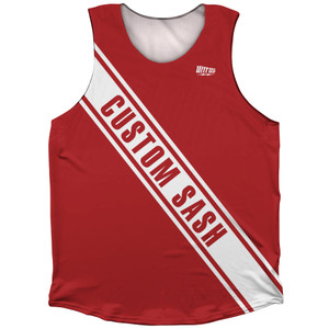 Custom Sash Athletic Tank Top - Red Dark And White Custom Sash Athletic Tank Top - Red Dark And White