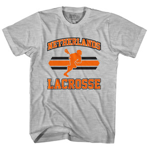 Netherlands 90's Lacrosse Team Cotton Adult T-Shirt - Grey Heather Netherlands 90's Lacrosse Team Cotton Adult T-Shirt - Grey Heather
