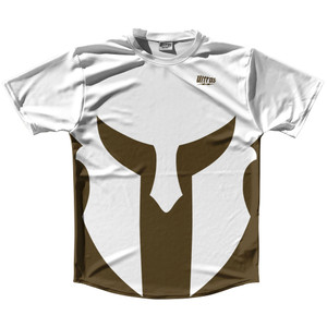 Spartan Running Shirt Track Cross Made In USA - White And Brown Dark Spartan Running Shirt Track Cross Made In USA - White And Brown Dark