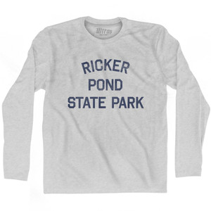 Vermont Ricker Pond State Park Adult Cotton Long Sleeve Vintage T-Shirt - Grey Heather