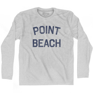 Wisconsin Point Beach Adult Cotton Long Sleeve Vintage T-Shirt - Grey Heather
