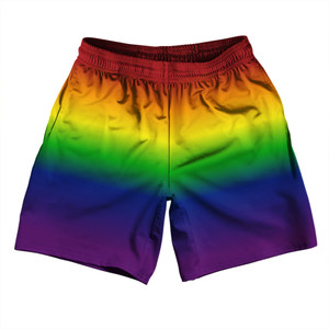 Rainbow Ombre Athletic Running Fitness Exercise Shorts 7" Inseam Shorts Made In USA - Rainbow Rainbow Ombre Athletic Running Fitness Exercise Shorts 7" Inseam Shorts Made In USA - Rainbow