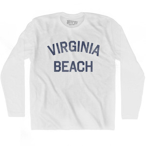 Virginia Virginia Beach Adult Cotton Long Sleeve Vintage T-shirt - White