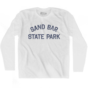 Vermont Sand Bar State Park Adult Cotton Long Sleeve Vintage T-shirt - White Vermont Sand Bar State Park Adult Cotton Long Sleeve Vintage T-shirt - White