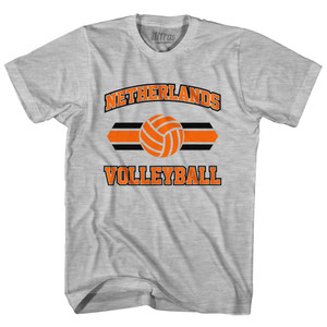 Netherlands 90's Volleyball Team Cotton Adult T-Shirt - Grey Heather Netherlands 90's Volleyball Team Cotton Adult T-Shirt - Grey Heather