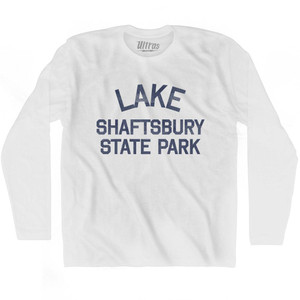 Vermont Lake Shaftsbury State Park Adult Cotton Long Sleeve Vintage T-shirt - White