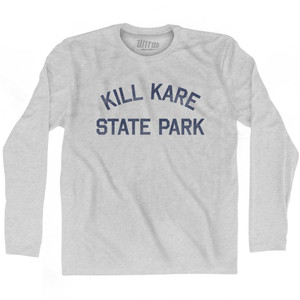 Vermont Kill Kare State Park Adult Cotton Long Sleeve Vintage T-Shirt - Grey Heather