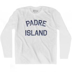 Texas Padre Island Adult Cotton Long Sleeve Vintage T-shirt - White