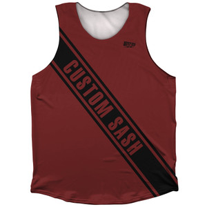 Custom Sash Athletic Tank Top - Red Maroon And Black Custom Sash Athletic Tank Top - Red Maroon And Black
