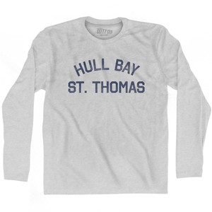 U.S. Virgin Islands Hull Bay, U.S. Virgin Islands, St. Thomas Adult Cotton Long Sleeve Vintage T-Shirt - Grey Heather