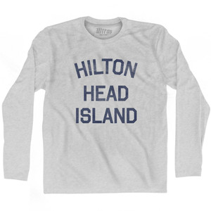 South Carolina Hilton Head Island Adult Cotton Long Sleeve Vintage T-Shirt - Grey Heather