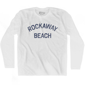 Oregon Rockaway Beach Adult Cotton Long Sleeve Vintage T-shirt - White Oregon Rockaway Beach Adult Cotton Long Sleeve Vintage T-shirt - White