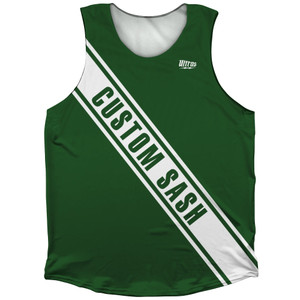 Custom Sash Athletic Tank Top - Green Hunter And White Custom Sash Athletic Tank Top - Green Hunter And White