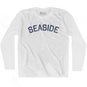 Oregon Seaside Adult Cotton Long Sleeve Vintage T-shirt - White Oregon Seaside Adult Cotton Long Sleeve Vintage T-shirt - White