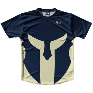 Spartan Running Shirt Track Cross Made In USA - Blue Navy And Vegas Gold Spartan Running Shirt Track Cross Made In USA - Blue Navy And Vegas Gold