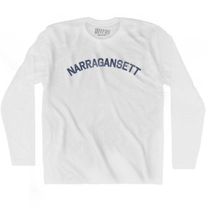 Rhode Island Narragansett Adult Cotton Long Sleeve Vintage T-shirt - White