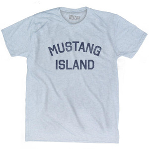 Texas Mustang Island Adult Tri-Blend Vintage T-Shirt - Athletic White Texas Mustang Island Adult Tri-Blend Vintage T-Shirt - Athletic White
