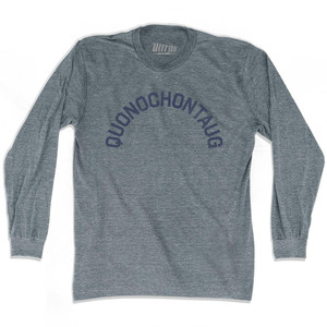 Rhode Island Quonochontaug Adult Tri-Blend Long Sleeve Vintage T-shirt - Athletic Grey