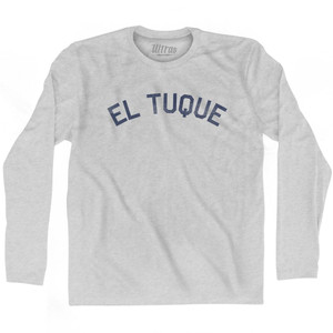 Puerto Rico El Tuque Adult Cotton Long Sleeve Vintage T-Shirt - Grey Heather