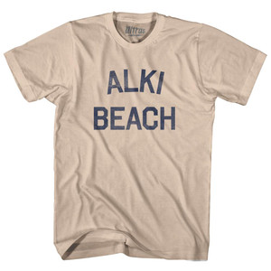 Washington Alki Beach Adult Cotton Vintage T-Shirt - Creme
