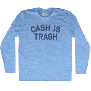 Cash Is Trash Adult Tri-Blend Long Sleeve T-shirt - Athletic Blue