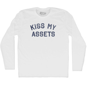 Kiss My Assets Adult Cotton Long Sleeve T-shirt - White