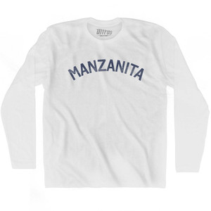Oregon Manzanita Adult Cotton Long Sleeve Vintage T-shirt - White Oregon Manzanita Adult Cotton Long Sleeve Vintage T-shirt - White