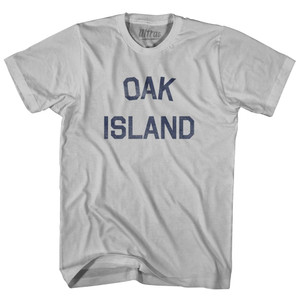 North Carolina Oak Island Adult Cotton Vintage T-Shirt - Cool Grey