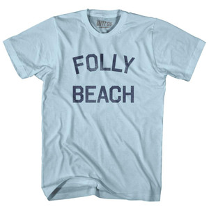 South Carolina Folly Beach Adult Cotton Vintage T-Shirt - Light Blue