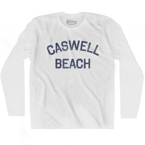 North Carolina Caswell Beach Adult Cotton Long Sleeve Vintage T-shirt - White