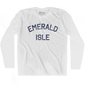 North Carolina Emerald Isle Adult Cotton Long Sleeve Vintage T-shirt - White