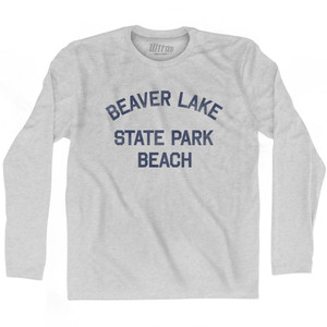 North Dakota Beaver Lake State Park beach Adult Cotton Long Sleeve Vintage T-Shirt - Grey Heather