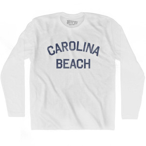 North Carolina Carolina Beach Adult Cotton Long Sleeve Vintage T-shirt - White North Carolina Carolina Beach Adult Cotton Long Sleeve Vintage T-shirt - White
