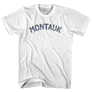 New York Montauk Womens Cotton Junior Cut Vintage T-shirt - White New York Montauk Womens Cotton Junior Cut Vintage T-shirt - White