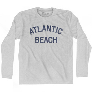 New York Atlantic Beach Adult Cotton Long Sleeve Vintage T-Shirt - Grey Heather