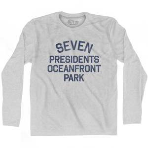 New Jersey Seven Presidents Oceanfront Park Adult Cotton Long Sleeve Vintage T-Shirt - Grey Heather New Jersey Seven Presidents Oceanfront Park Adult Cotton Long Sleeve Vintage T-Shirt - Grey Heather