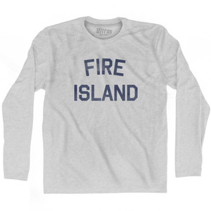 New York Fire Island Adult Cotton Long Sleeve Vintage T-Shirt - Grey Heather