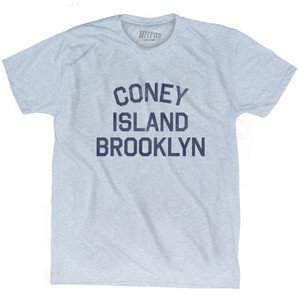 New York Coney Island, Brooklyn Adult Tri-Blend Vintage T-Shirt - Athletic White