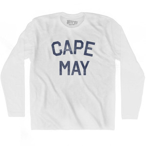 New Jersey Cape May Adult Cotton Long Sleeve Vintage T-shirt - White