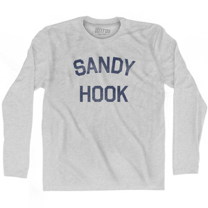 New Jersey Sandy Hook Adult Cotton Long Sleeve Vintage T-Shirt - Grey Heather