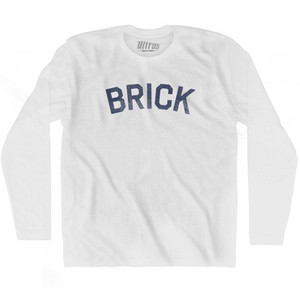 New Jersey Brick Adult Cotton Long Sleeve Vintage T-shirt - White