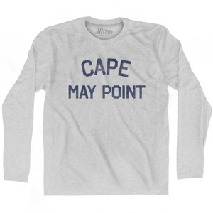 New Jersey Cape May Point Adult Cotton Long Sleeve Vintage T-Shirt - Grey Heather