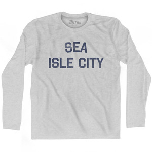New Jersey Sea Isle City Adult Cotton Long Sleeve Vintage T-Shirt - Grey Heather
