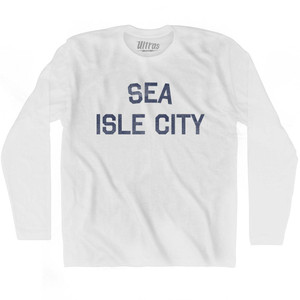 New Jersey Sea Isle City Adult Cotton Long Sleeve Vintage T-shirt - White New Jersey Sea Isle City Adult Cotton Long Sleeve Vintage T-shirt - White