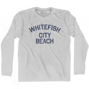 Montana Whitefish City Beach Adult Cotton Long Sleeve Vintage T-Shirt - Grey Heather