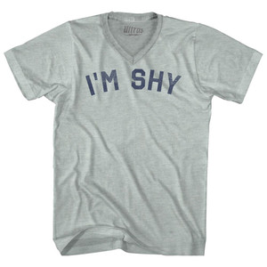 I'm Shy Adult Tri-Blend V-neck T-shirt - Athletic Cool Grey