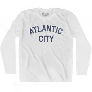 New Jersey Atlantic City Adult Cotton Long Sleeve Vintage T-shirt - White