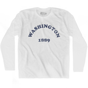 Washington State 1889 Adult Cotton Long Sleeve Vintage T-shirt - White